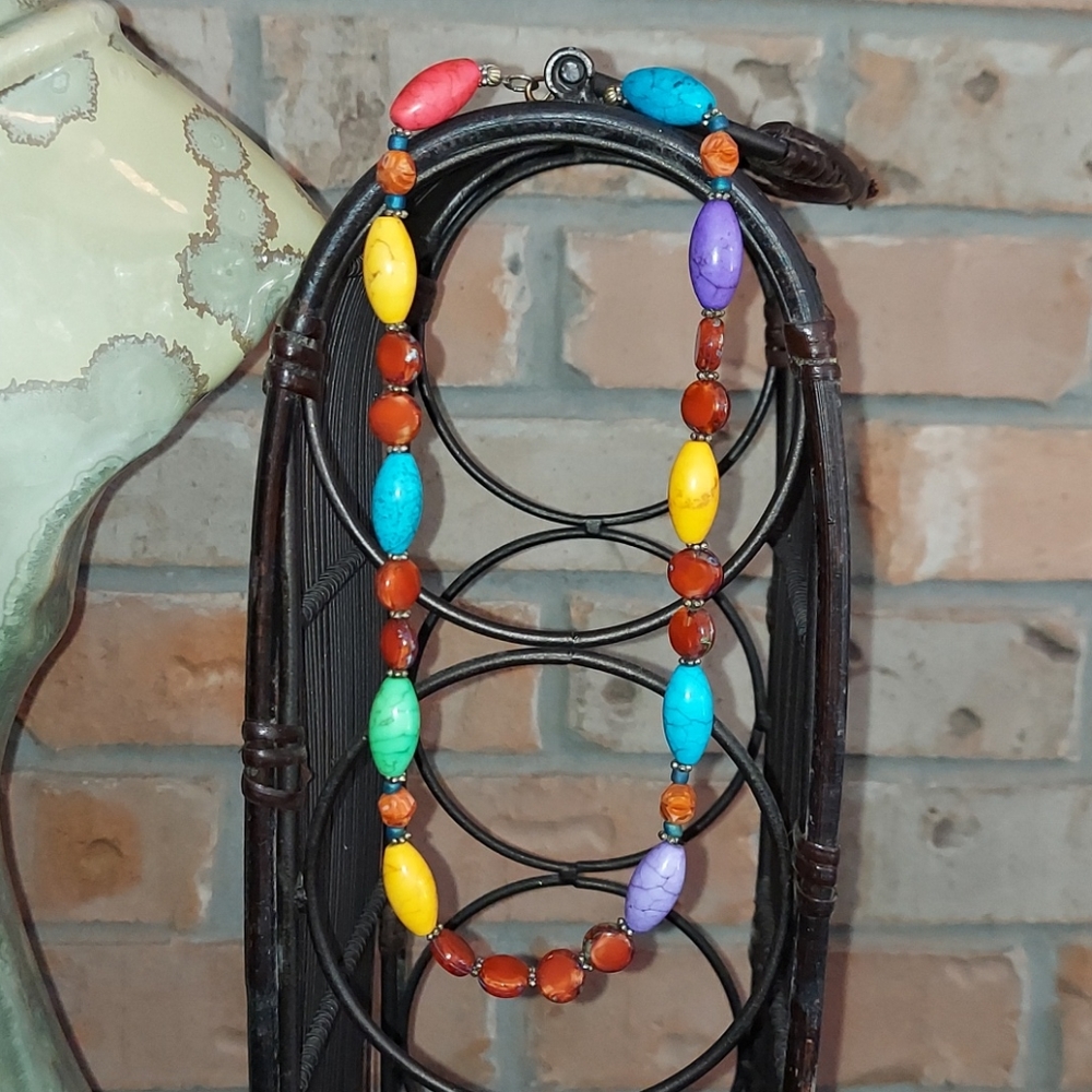 Multi color custom beaded necklace